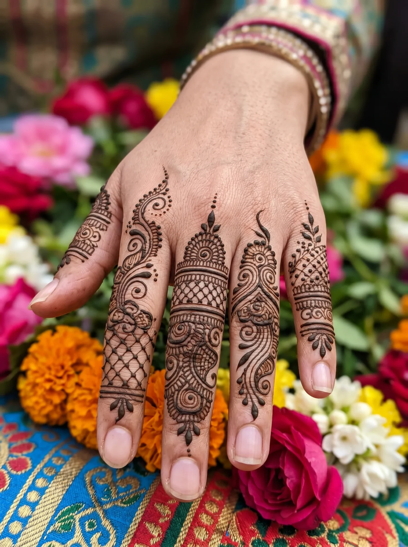 Simple dark finger mehndi design for minimal decoration